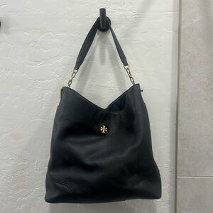 Tory Burch Black Pebbled Leather shoulder hobo bag